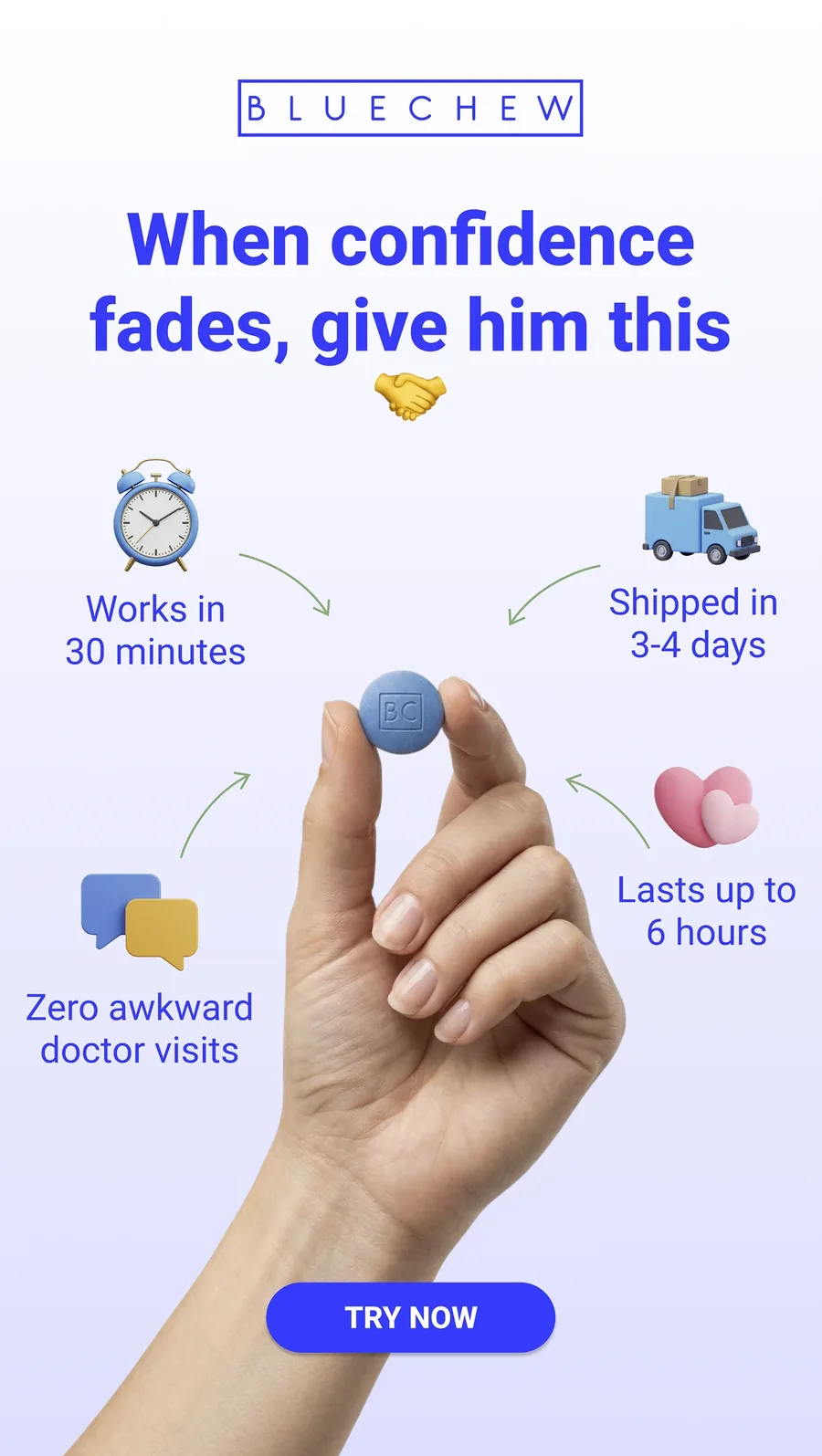 Tablet Benefit Static Ad — ad creative for bluechew